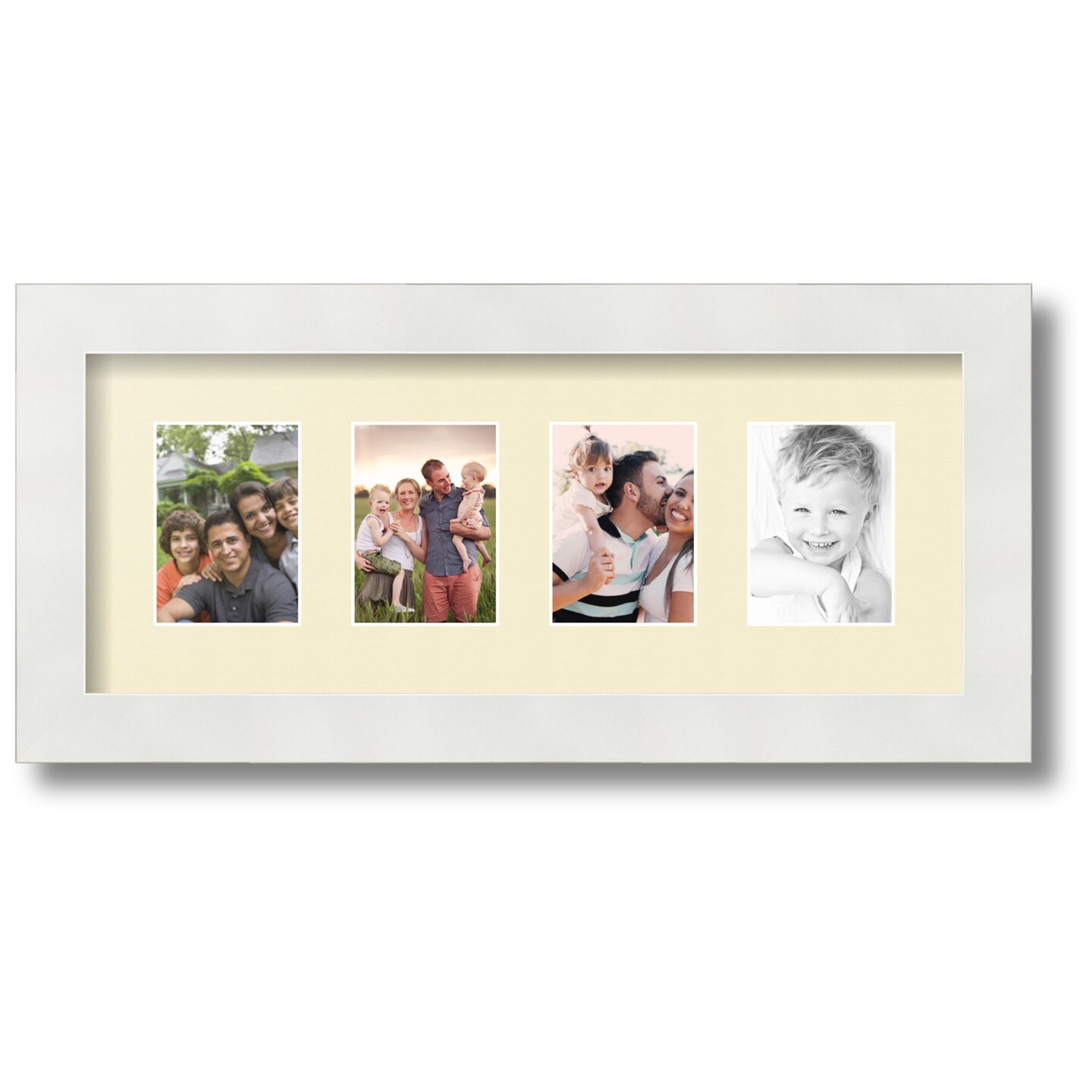 ArtToFrames Collage Photo Picture Frame with 4 - 2.5x3.5 inch Openings, Framed in White with Over 62 Mat Color Options and Regular Glass (CSM-3966-20)
