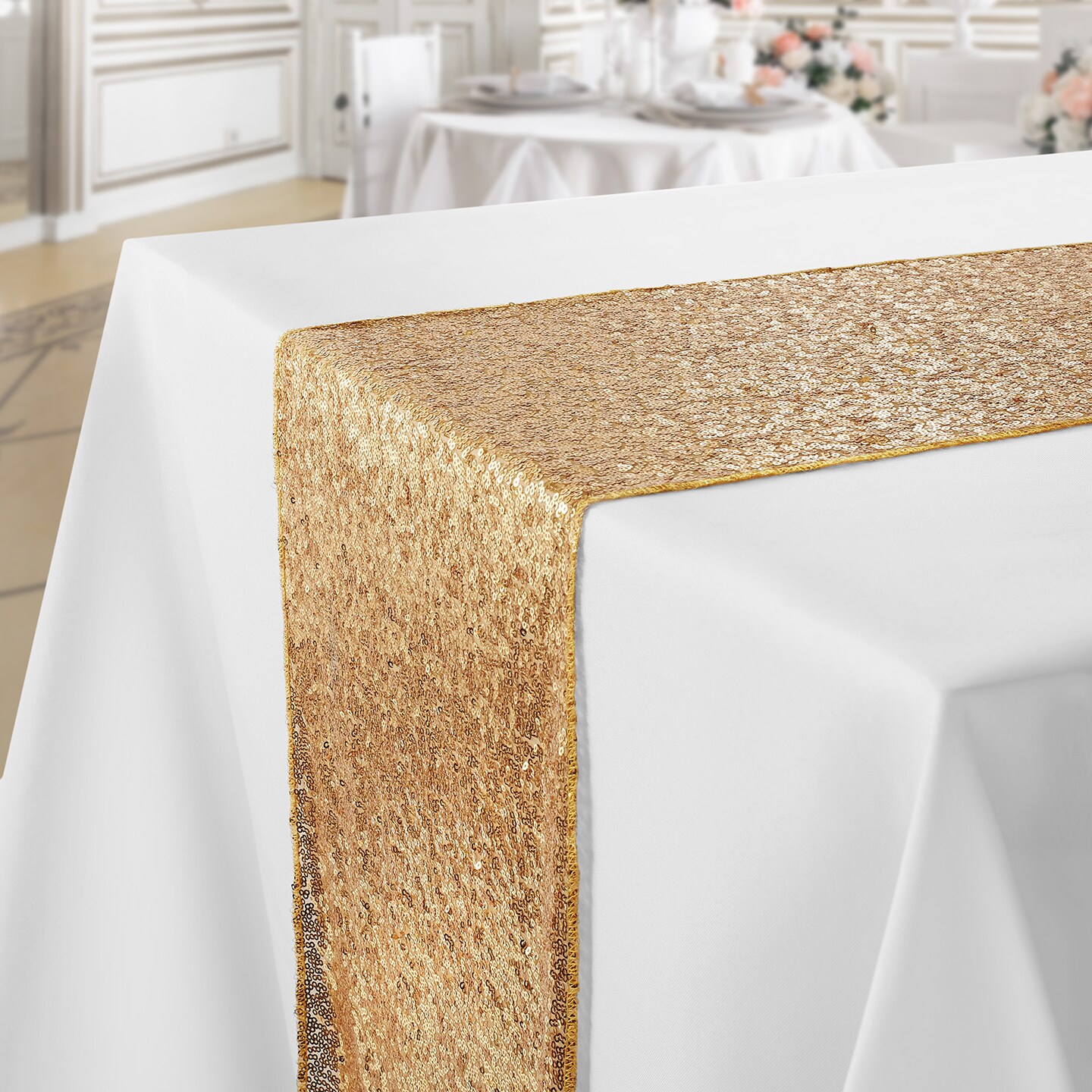 Lann&#x27;s Linens Sequin Tablecloths, Overlay Covers and Table Runners