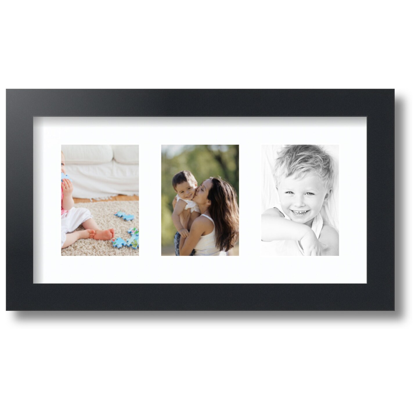 ArtToFrames Collage Photo Picture Frame with 3 - 3.5x5 inch Openings, Framed in Black with Over 62 Mat Color Options and Regular Glass (CSM-3926-29)