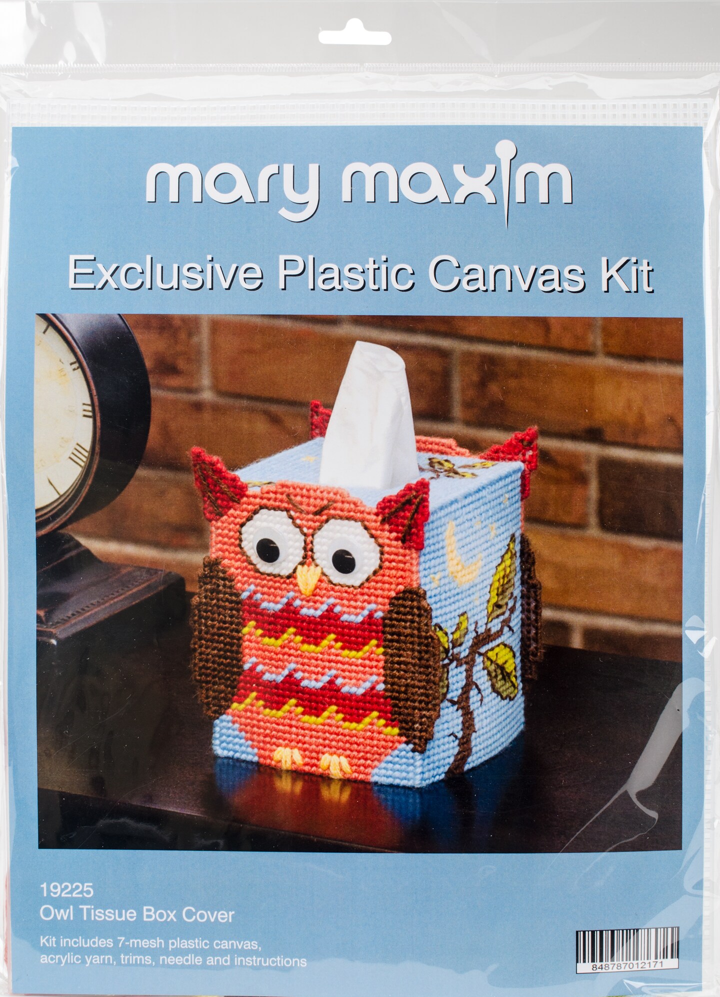 Mary Maxim Owl Tissue Box Plastic Canvas Kit 5 7 Count