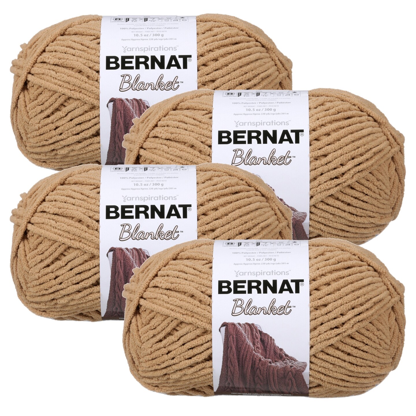 (Pack of 4) Bernat Blanket Big Ball Yarn-Sand