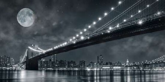 Brooklyn Bridge at Night - New York Poster Print by Janis Lacis - Item # VARPDX2DL248