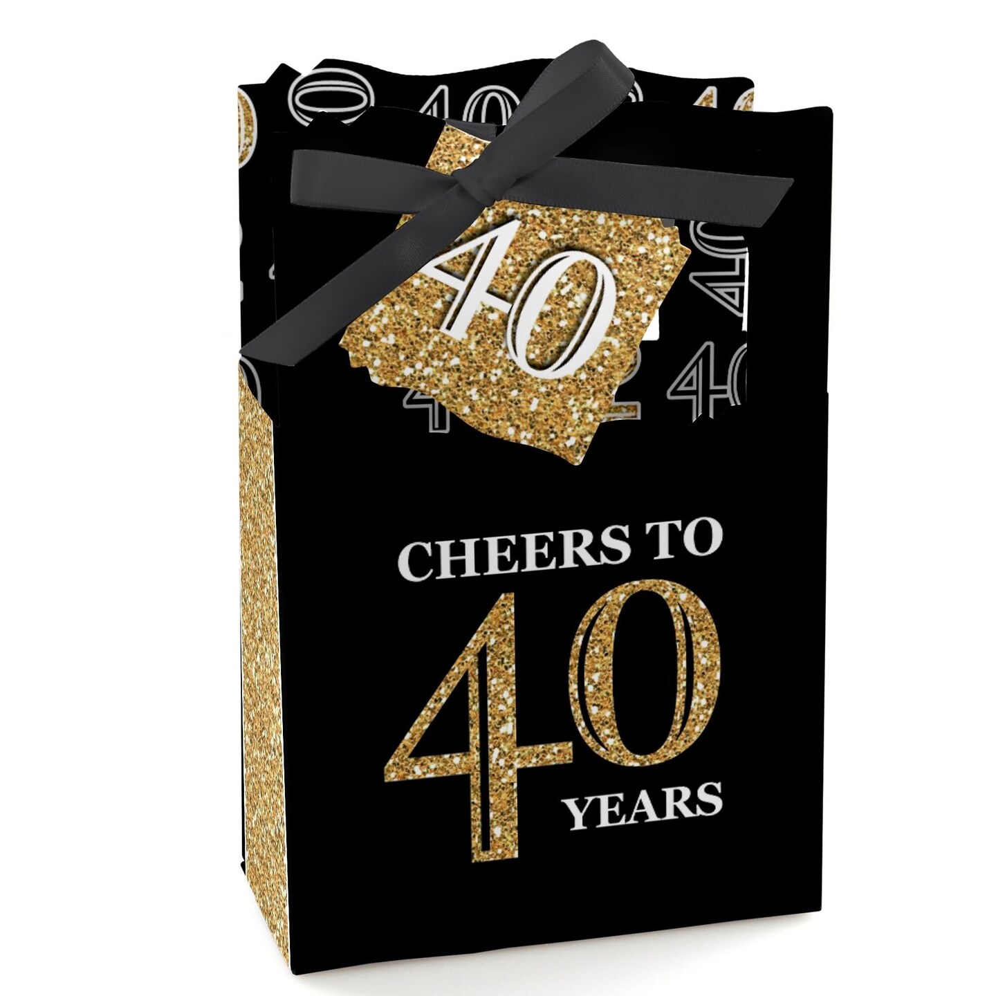 Big Dot of Happiness Adult 40th Birthday - Gold - Birthday Party Favor Boxes - Set of 12
