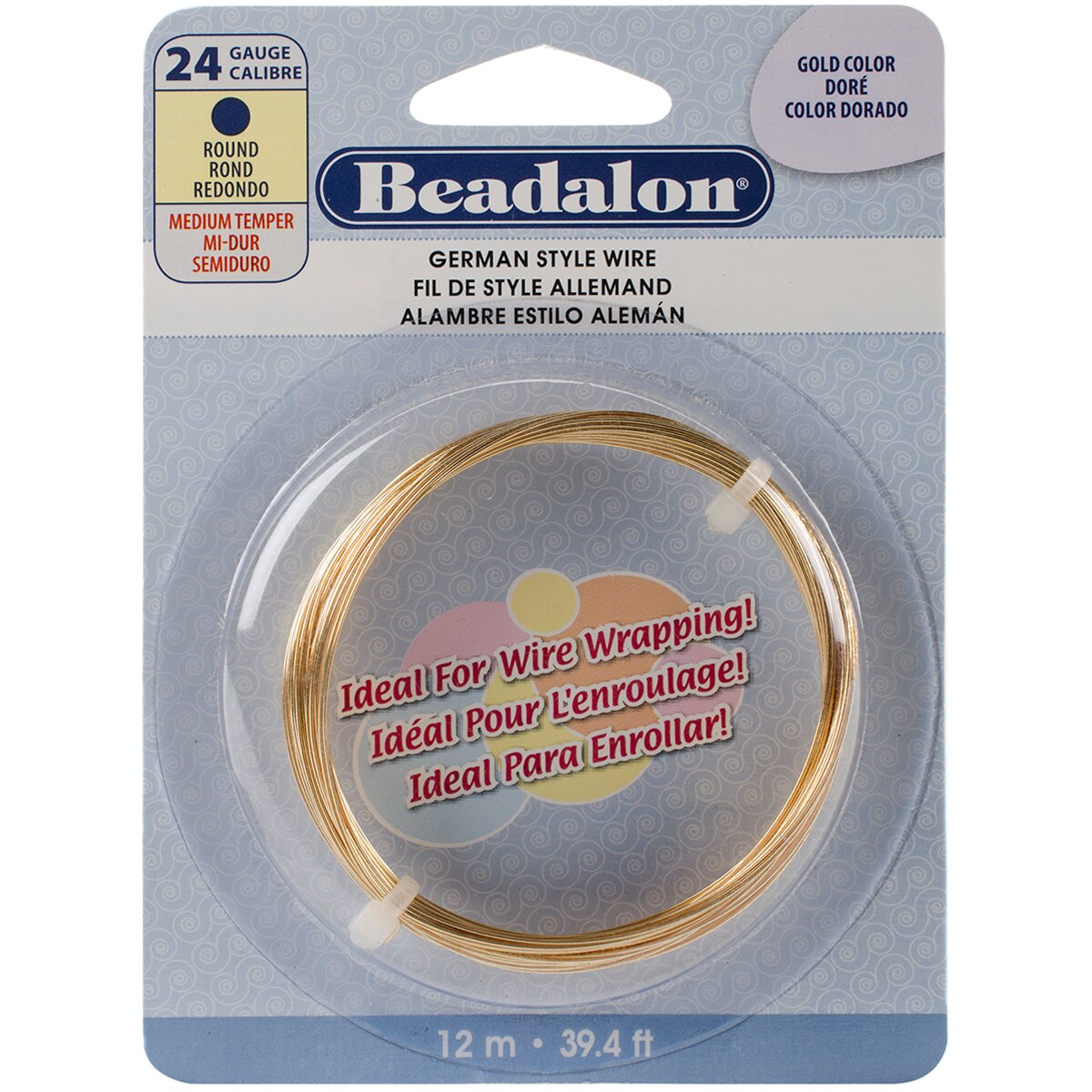 Beadalon German Style Wire-Gold Round - 24 Gauge, 37.4&#x27;