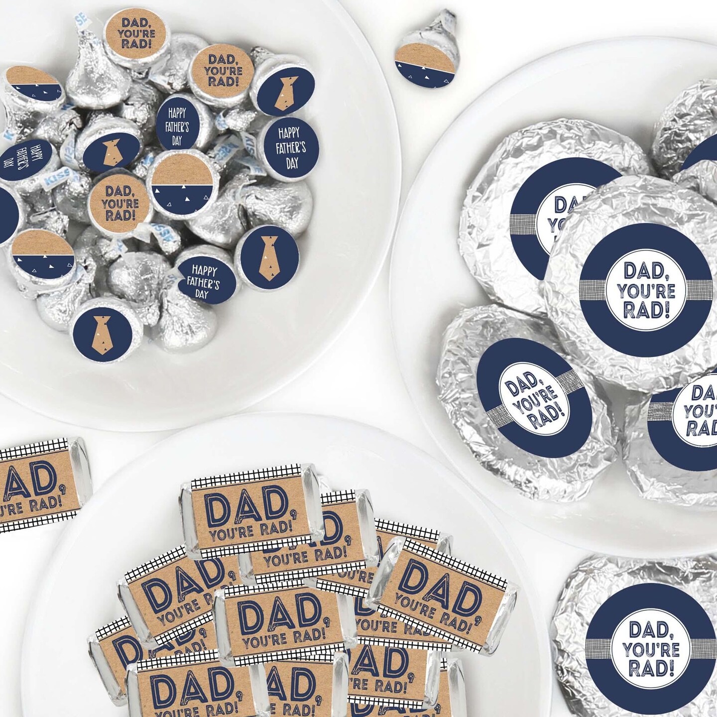 Big Dot of Happiness My Dad is Rad - Mini Candy Bar Wrappers, Round Candy Stickers &#x26; Circle Stickers - Father&#x27;s Day  Candy Favor Sticker Kit - 304 Pcs