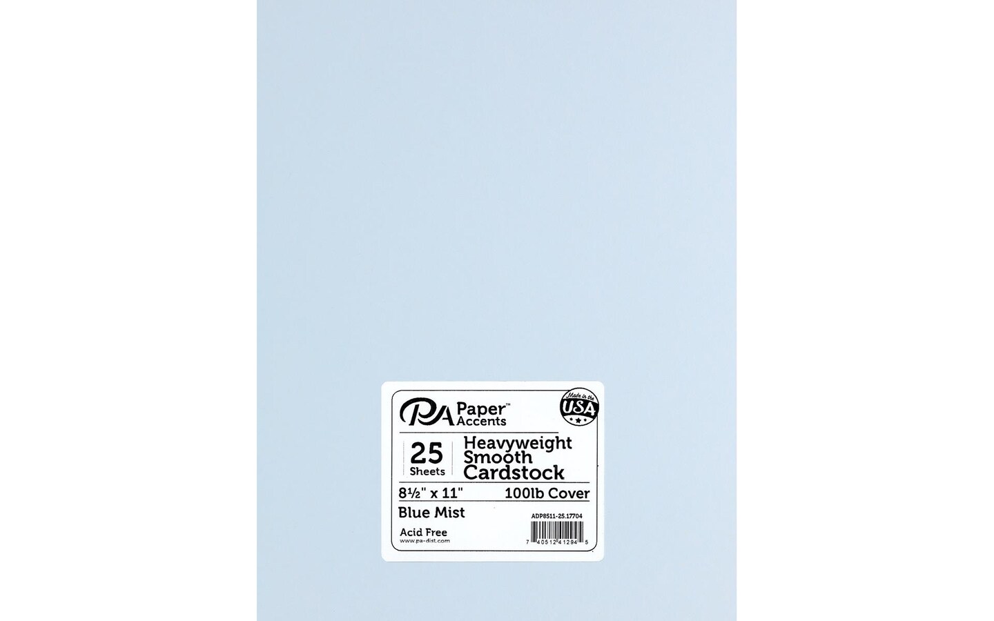 PA Paper Accents Heavyweight Smooth Cardstock 8.5 x 11 Blue Mist