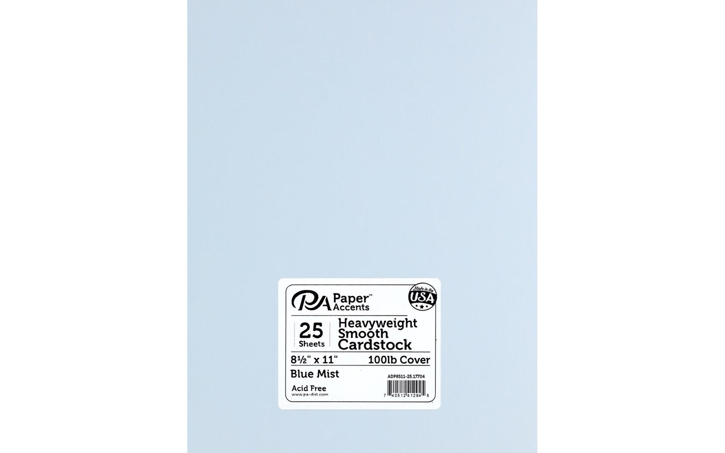 PA Paper Accents Heavyweight Smooth Cardstock 8.5" x 11" Blue Mist, 100lb colored cardstock paper for card making, scrapbooking, printing, quilling and crafts, 25 piece pack