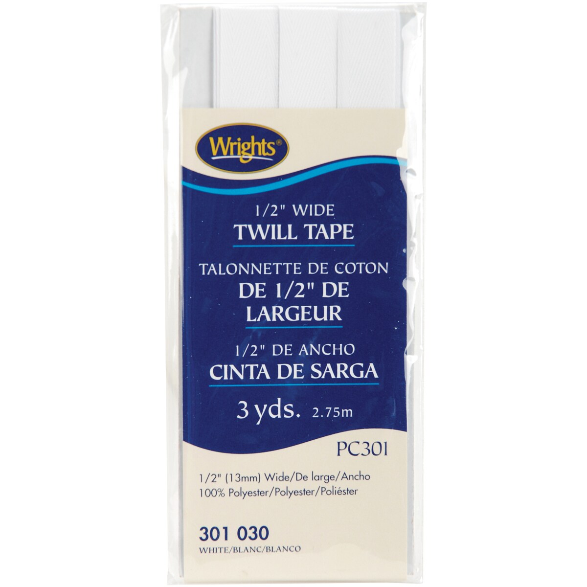 Wrights Twill Tape .5&#x22;X3yd-White