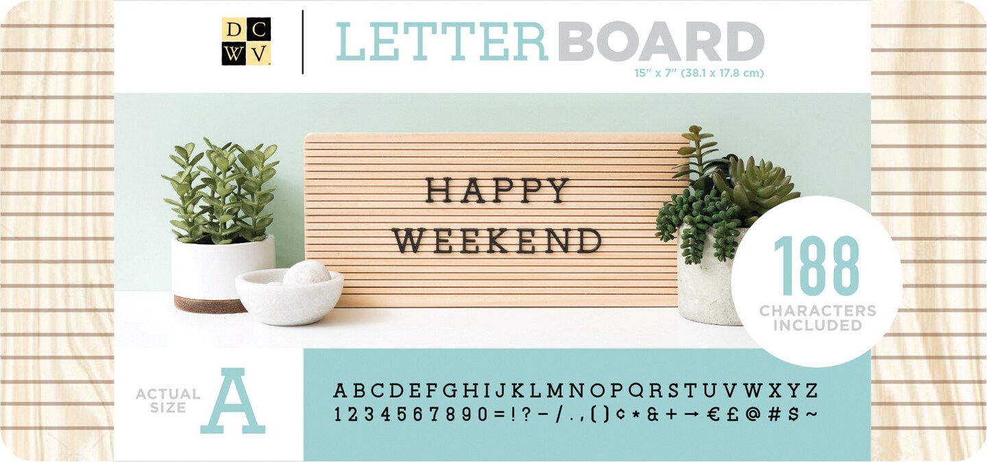 DCWV Frameless Letterboard 15&#x22;X7&#x22;-Light Wood