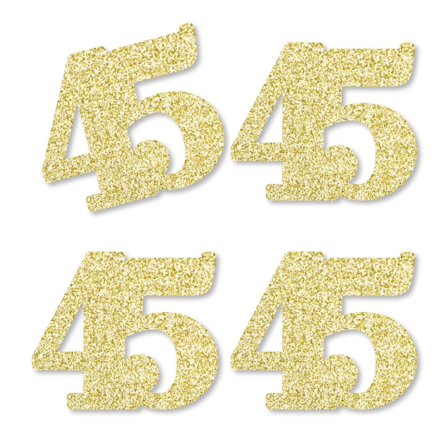 Big Dot of Happiness Gold Glitter 45 - No-Mess Real Gold Glitter Cut-Out Numbers - 45th Birthday Party Confetti - Set of 24
