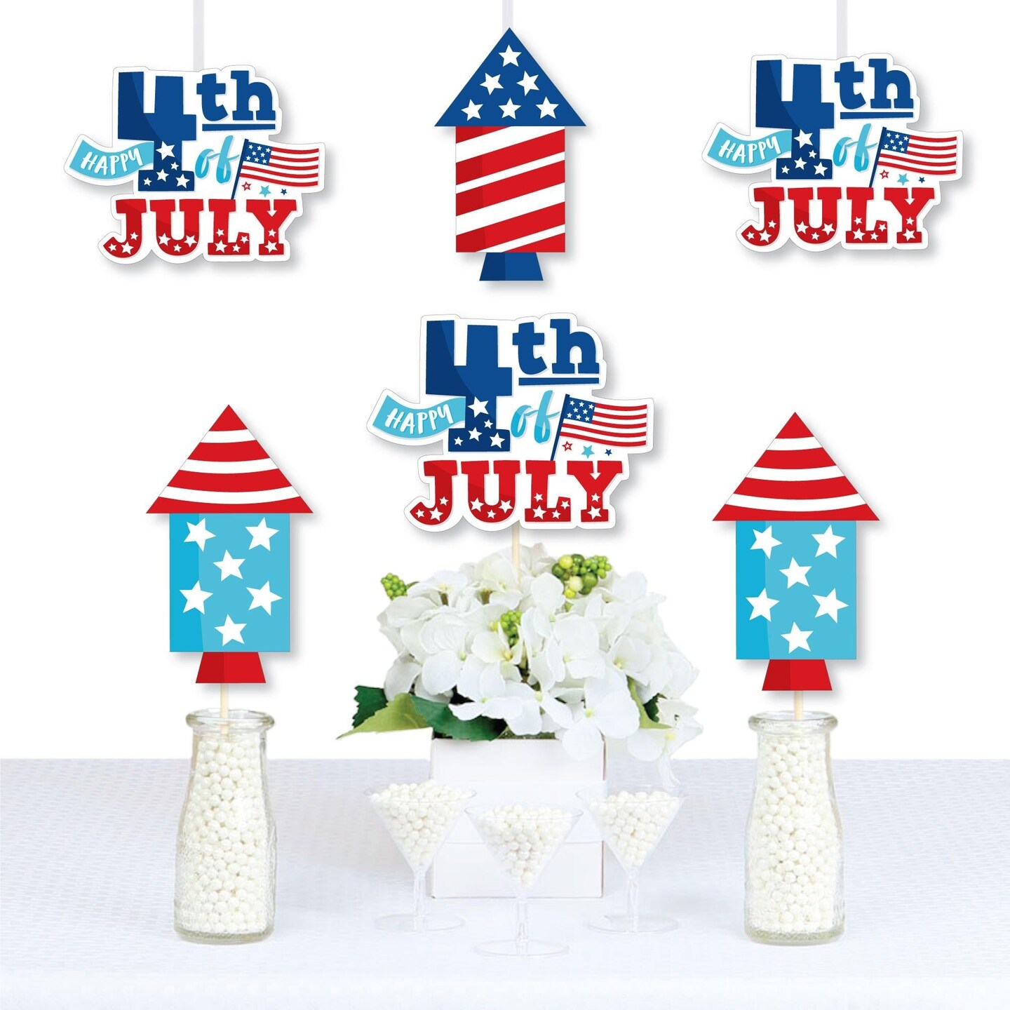 Big Dot of Happiness Firecracker 4th of July - Firecracker Decorations DIY Red, White and Royal 