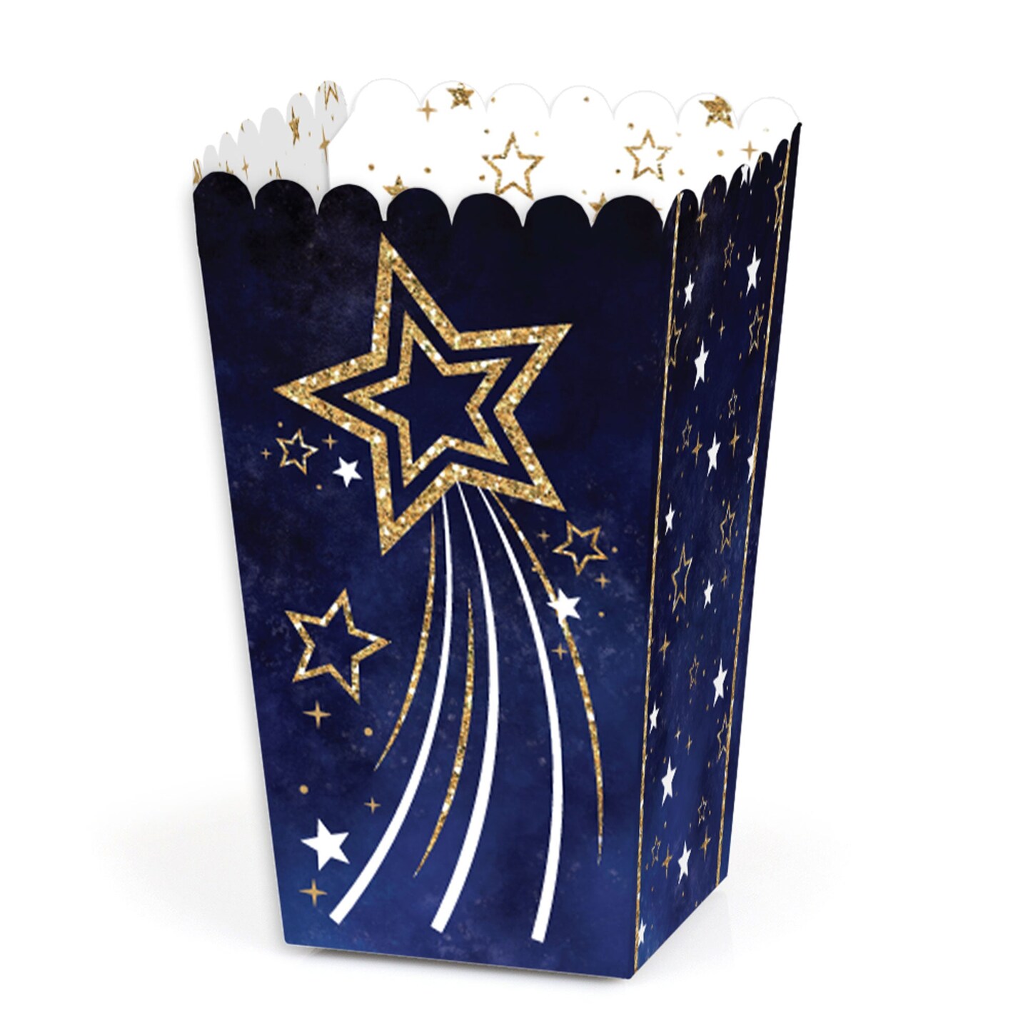 Big Dot of Happiness Starry Skies - Gold Celestial Party Favor Popcorn Treat Boxes - Set of 12