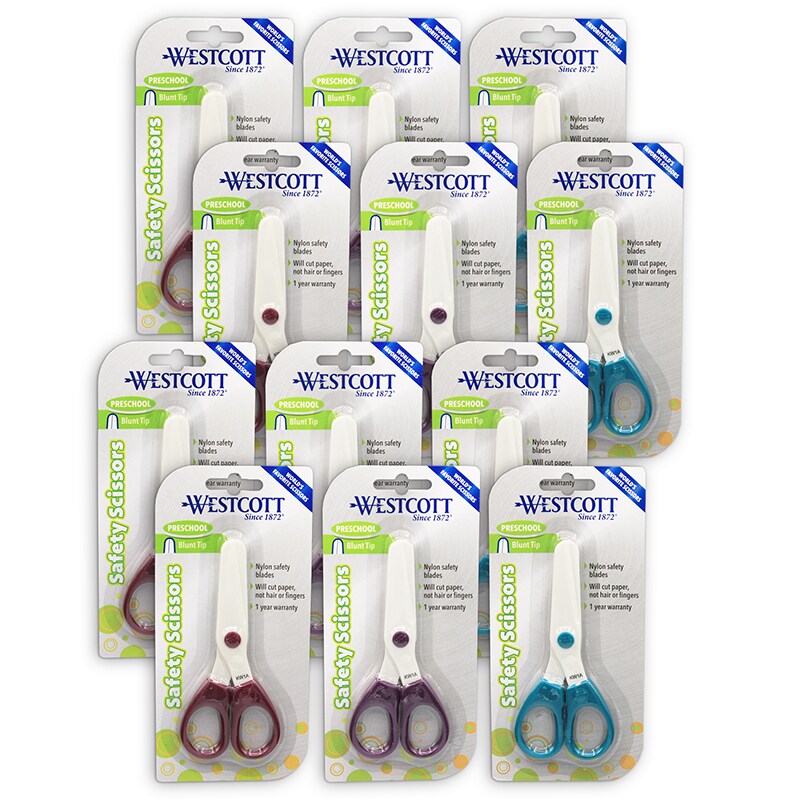 All Nylon Child Safety Scissors, 5" Blunt, Colors Vary, Pack Of 12