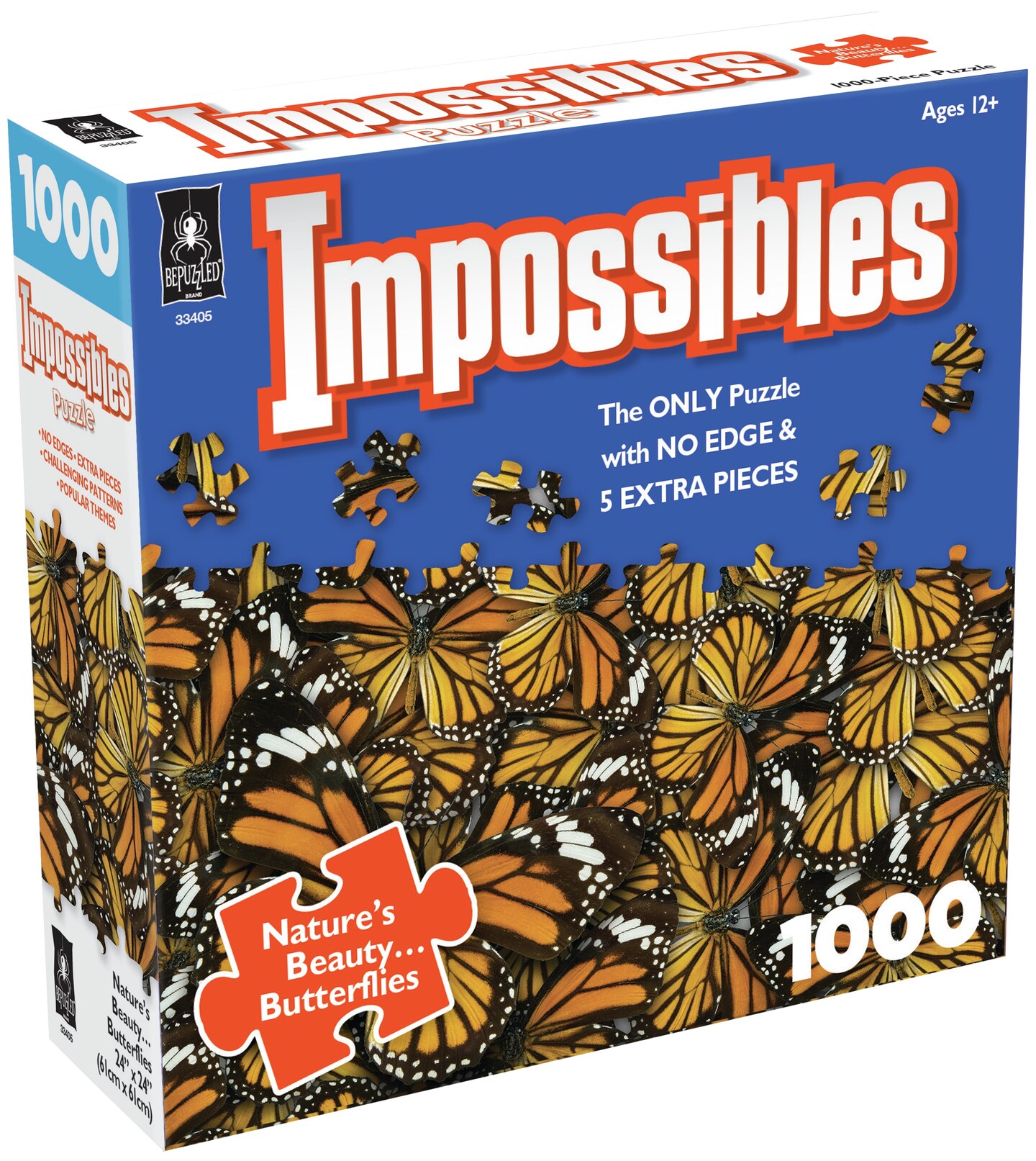Bepuzzled Impossibles Jigsaw Puzzle 1000 Pieces 24"X24"-Nature's Beauty Butterflies