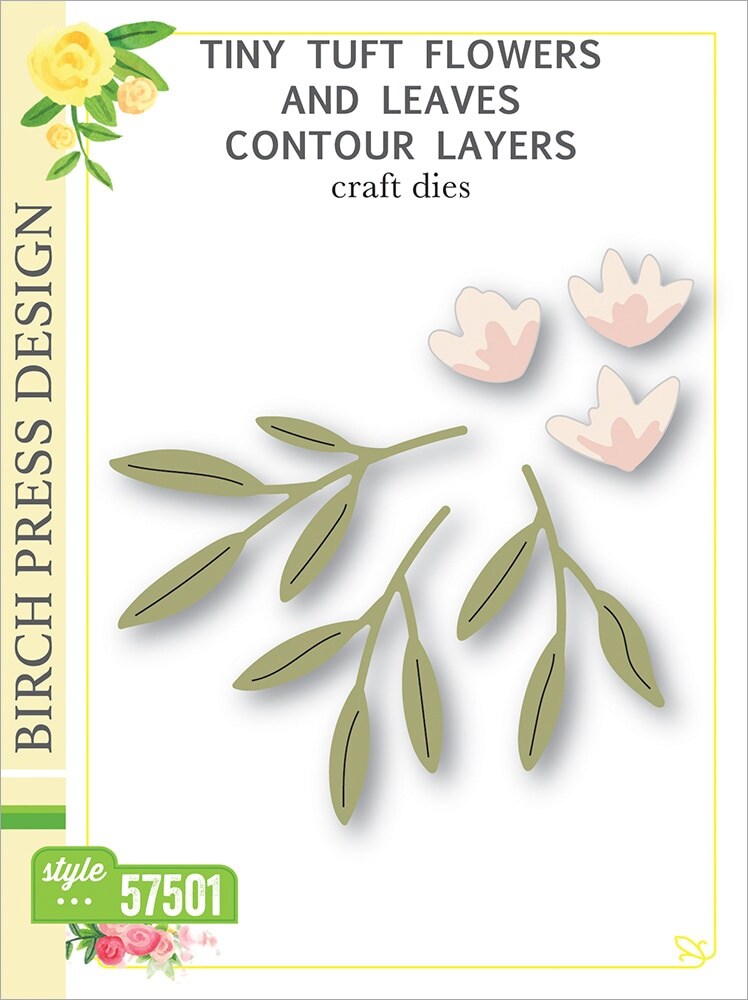 Birch Press Designs Dies-Tiny Tuft Flowers &#x26; Leaves Contour Layer