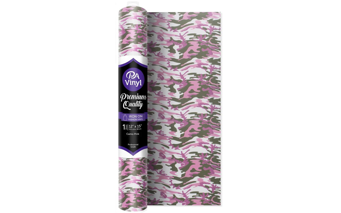 Iron On Vinyl 12x15 Roll Print Camo Pink
