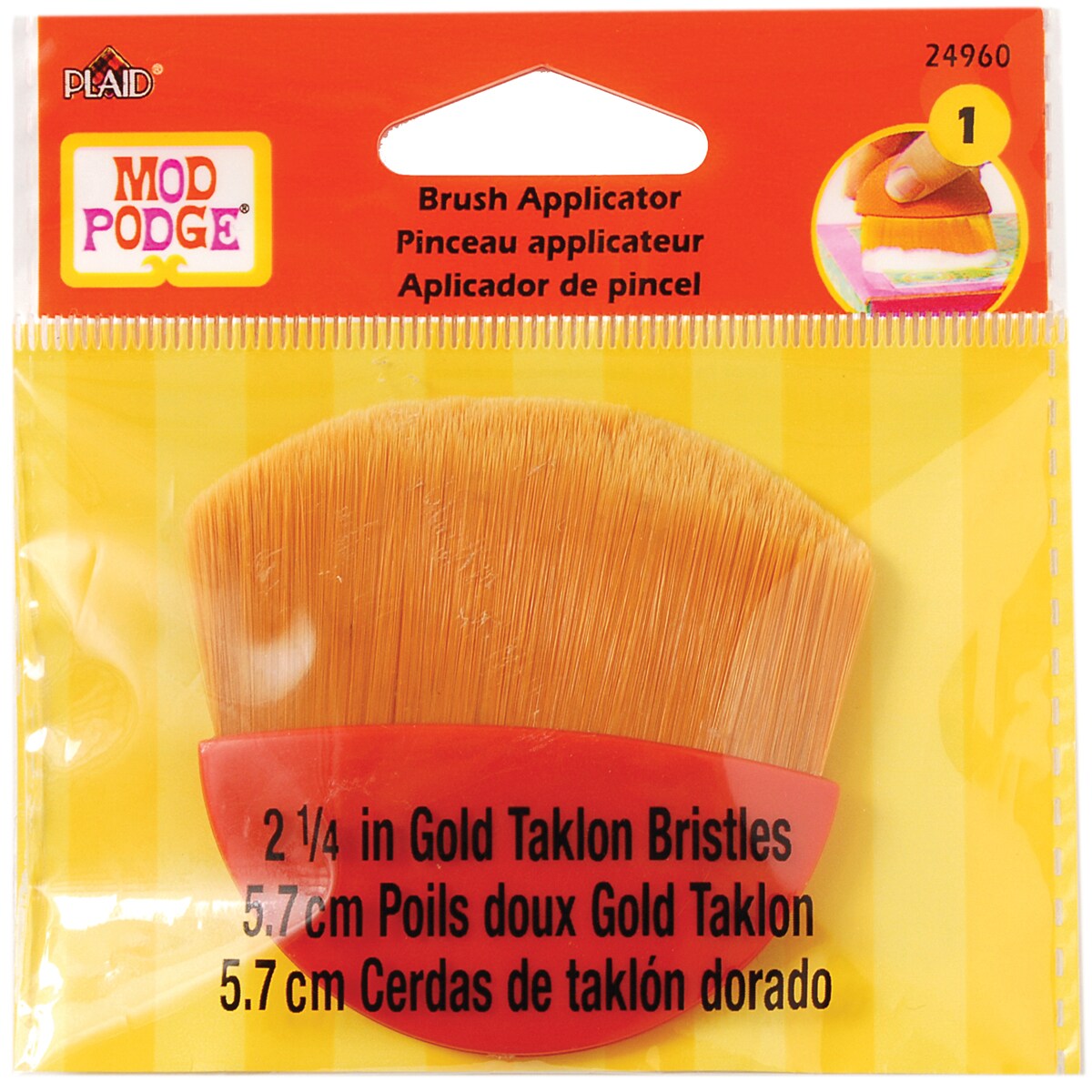 Plaidcraft Mod Podge Brush Applicator, Golden Taklon, 2.25