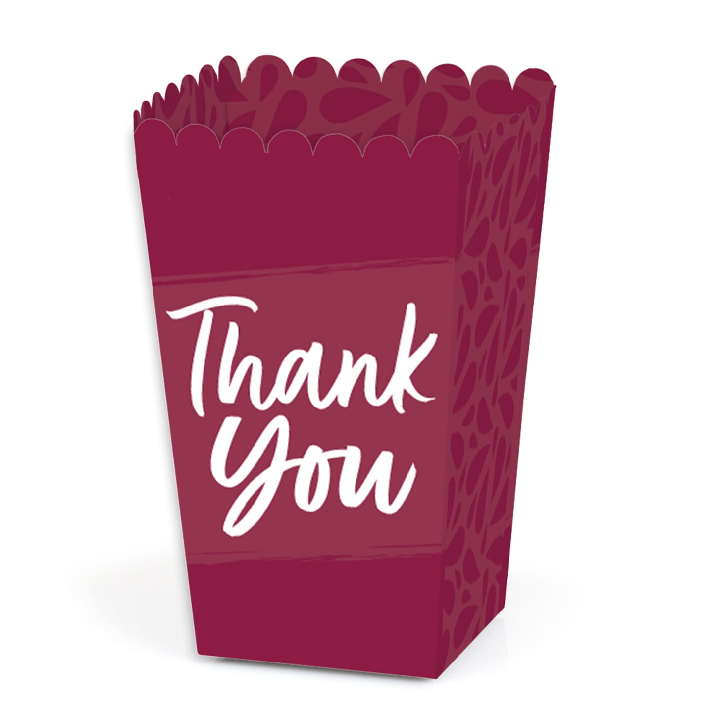 Big Dot of Happiness Burgundy Elegantly Simple - Guest Party Favor Popcorn Treat Boxes - Set of 12