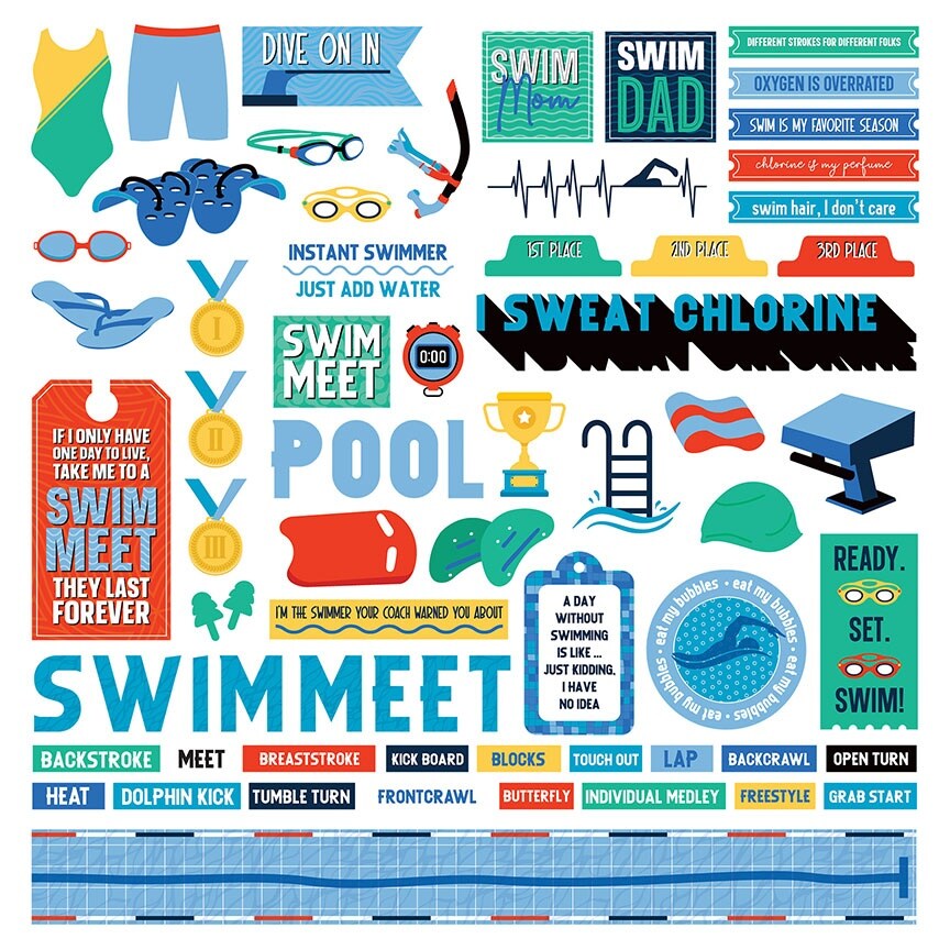 Mvp Swimming Stickers 12&#x22;X12&#x22;-Elements
