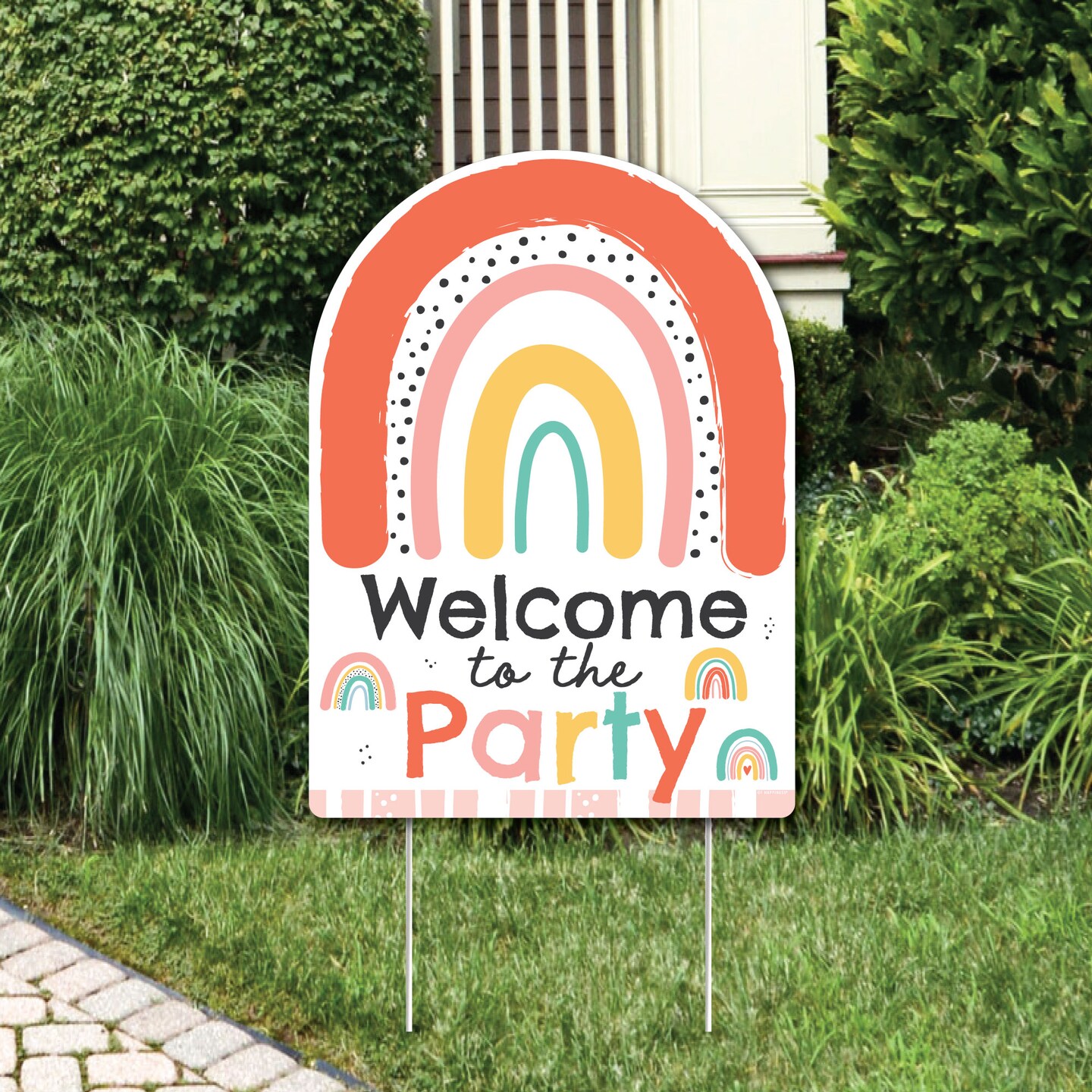 Big Dot of Happiness Hello Rainbow - Party Decor - Boho Baby Shower and Birthday Party Welcome Yard Sign