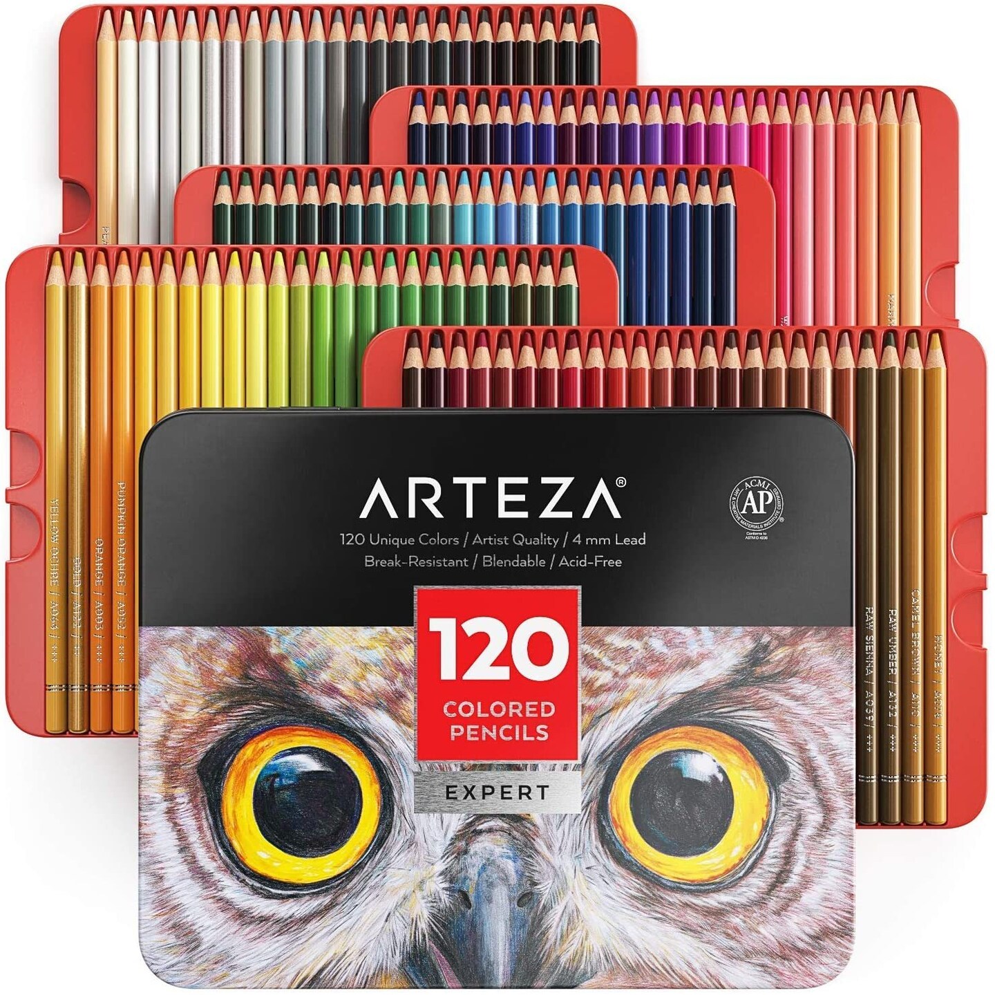 Arteza Professional Colored Pencils, Assorted Colors, Set for Adults  Artists - 120 Pack