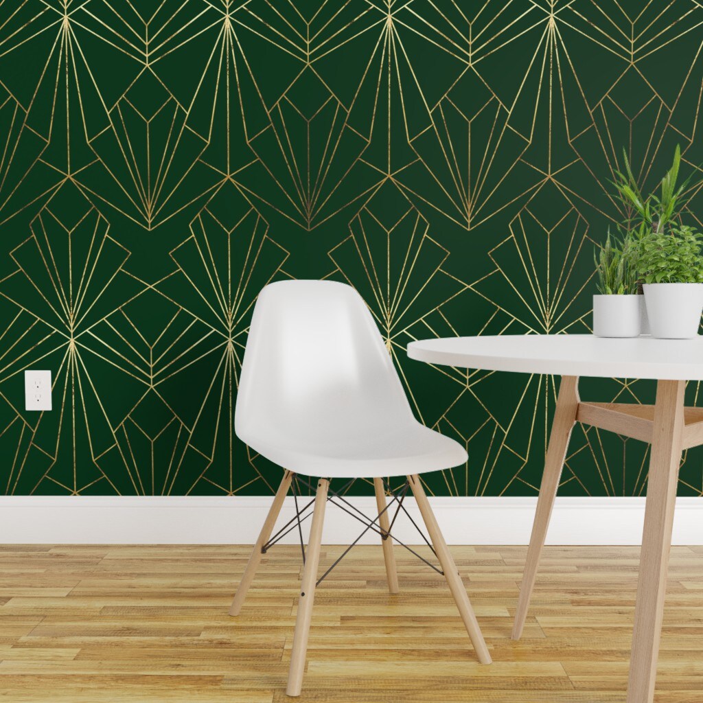 Abstract Pattern Art Deco green and bronze wallpaper 3270  California  Wallpaper