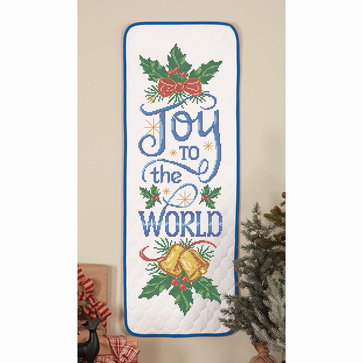 Herrschners Joy to the World Wall Hanging Stamped CrossStitch Kit Michaels