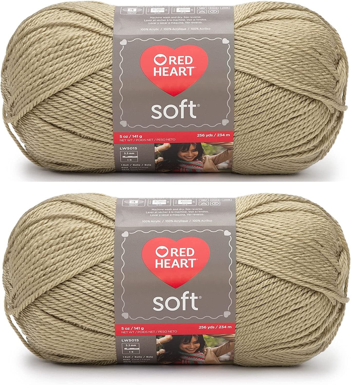 (Pack of 2) Red Heart Soft Yarn-Wheat