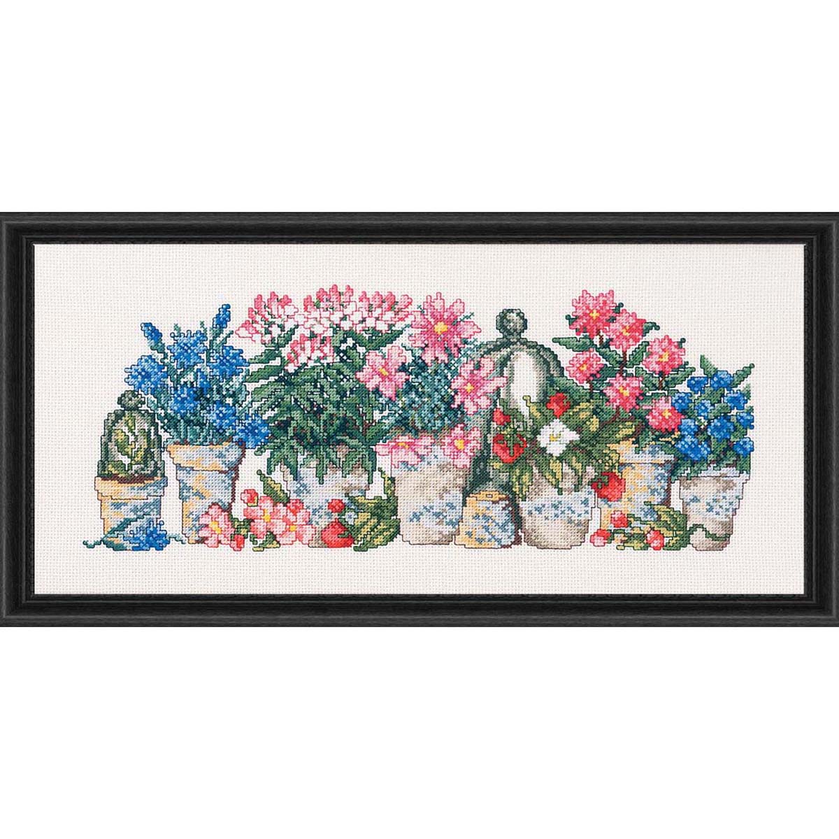 Permin Row of Pink & Blue Flowers Counted CrossStitch Kit Michaels
