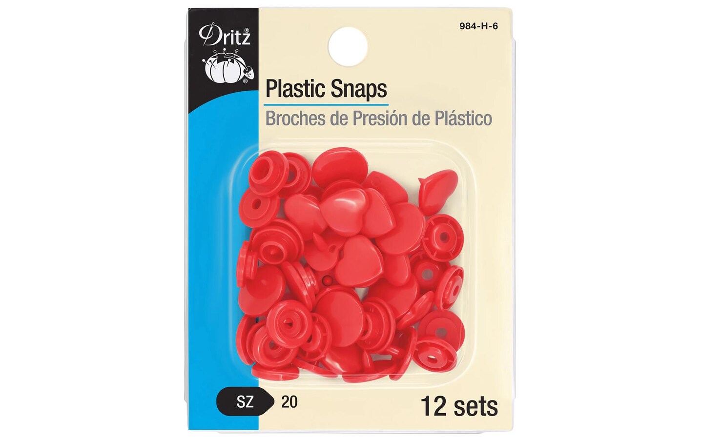 Dritz Snaps Plastic Size 20 Heart Red