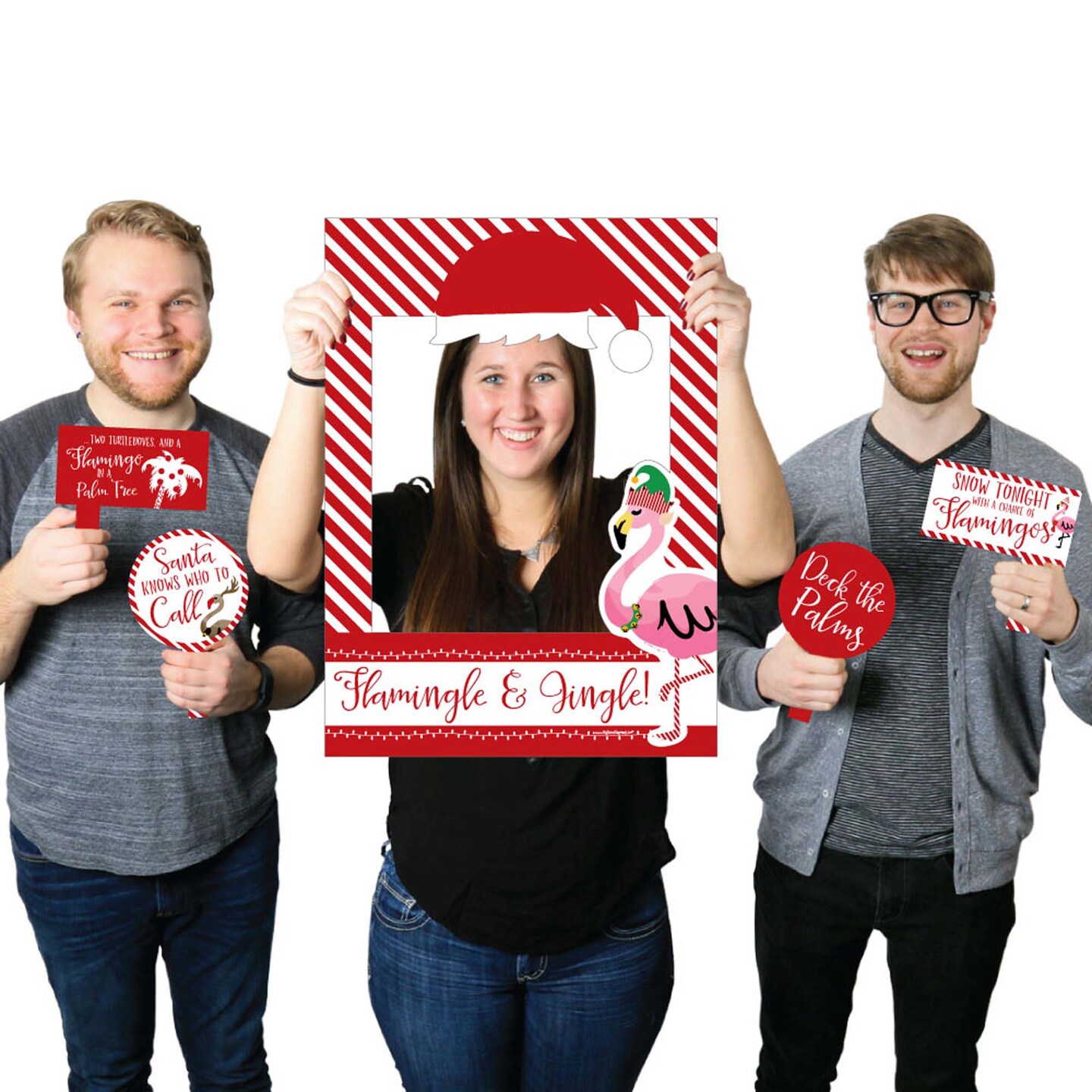 Big Dot of Happiness Flamingle Bells Tropical Flamingo Christmas Party Selfie Photo Booth