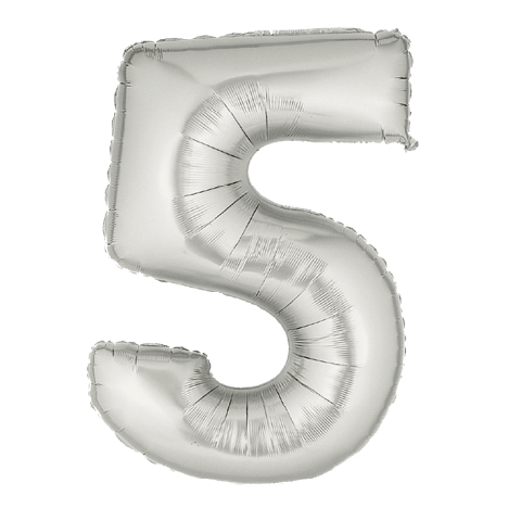 Megaloon Number Five Silver Balloon