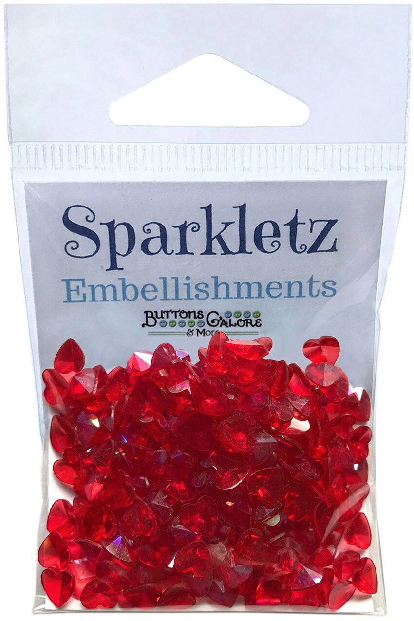Buttons Galore Sparkletz Embellishment Pack 10g-Red Hearts