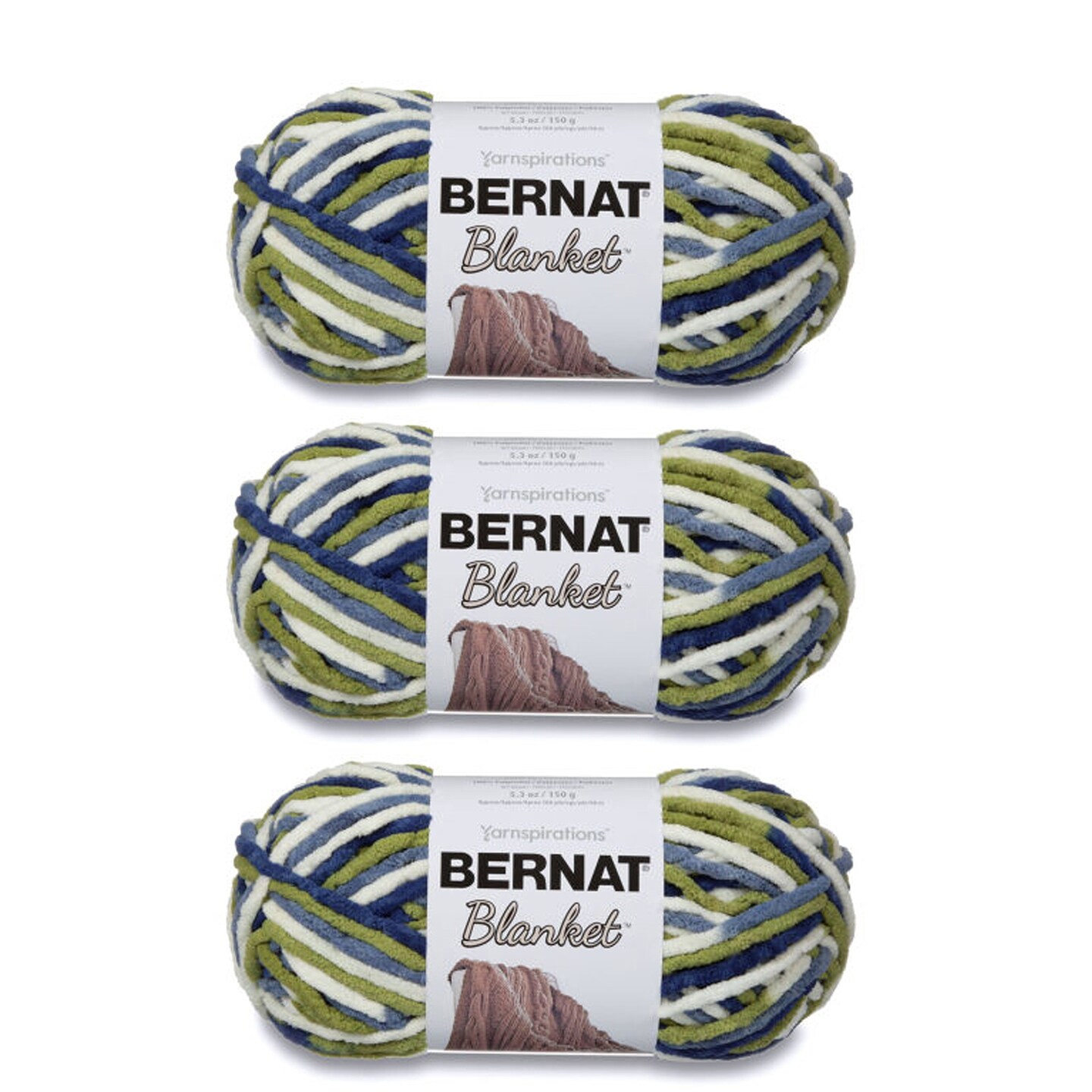 Bernat Blanket Oceanside Yarn - 3 Pack of 150g/5.3oz - Polyester - 6 Super Bulky - 108 Yards - Knitting/Crochet