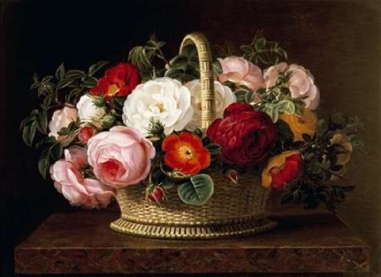 Roses In a Basket On a Ledge Poster Print by Johan Laurents Jensen - Item # VARPDX266630