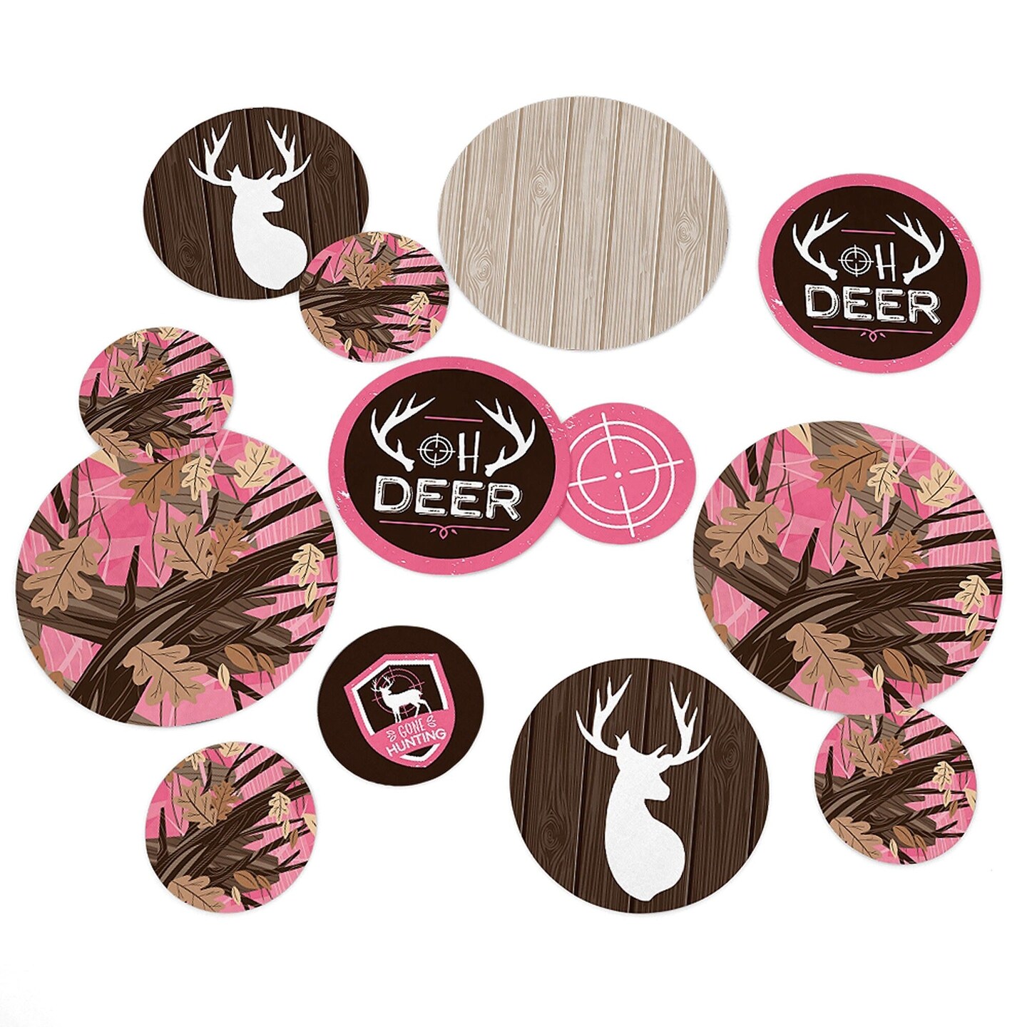 Big Dot of Happiness Pink Gone Hunting - Deer Hunting Girl Camo Baby Shower Birthday Party Giant Circle Confetti - Party D&#xE9;cor - Large Confetti 27 Ct