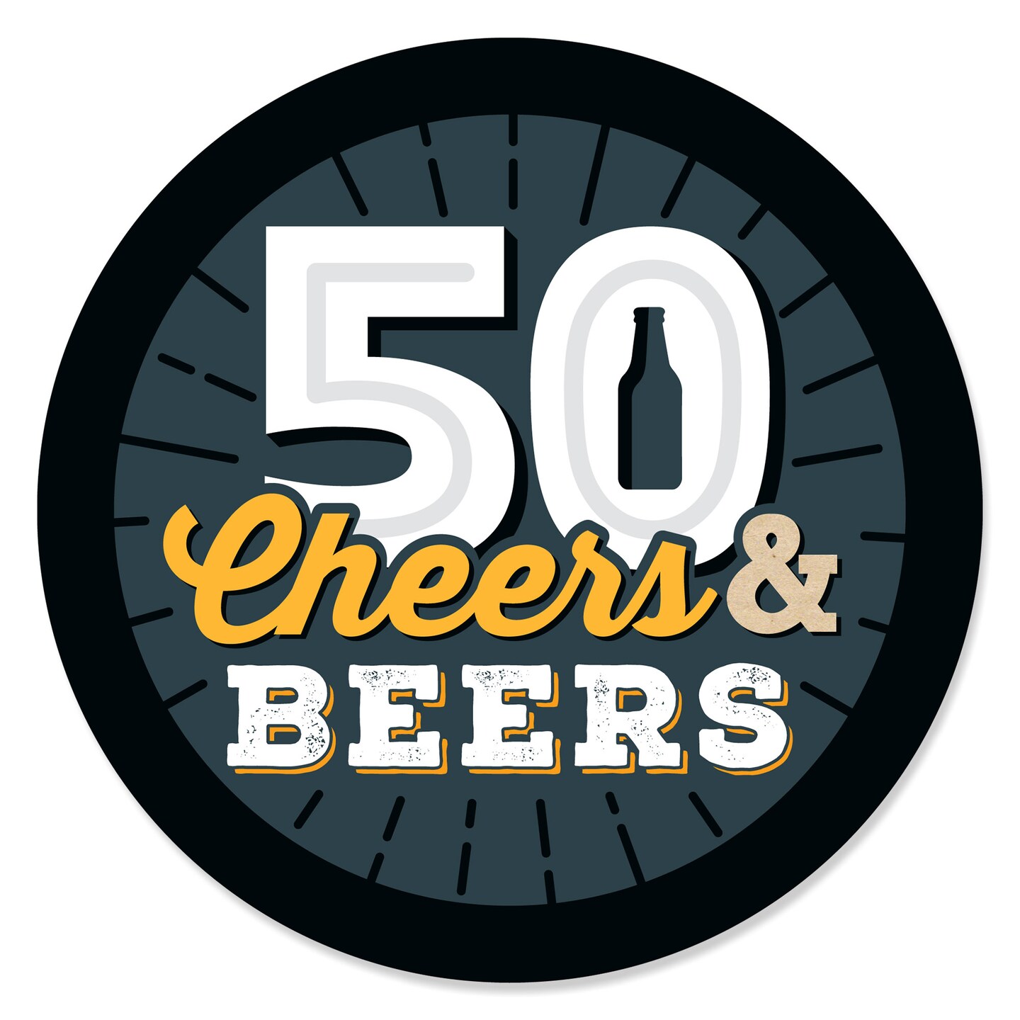 Big Dot of Happiness Cheers and Beers to 50 Years - 50th Birthday Party Circle Sticker Labels - 24 Count