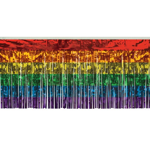 Packaged 1-Ply Metallic Fringe Drape Rainbow