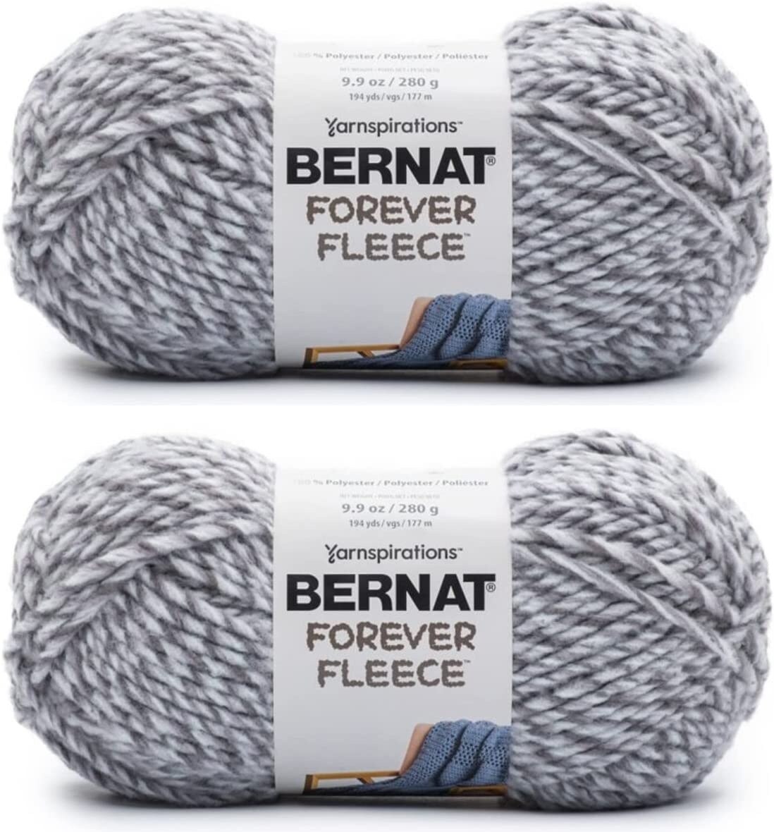 2 Pack Bernat Forever Fleece Yarn-Smoke 166061-61032 - GettyCrafts