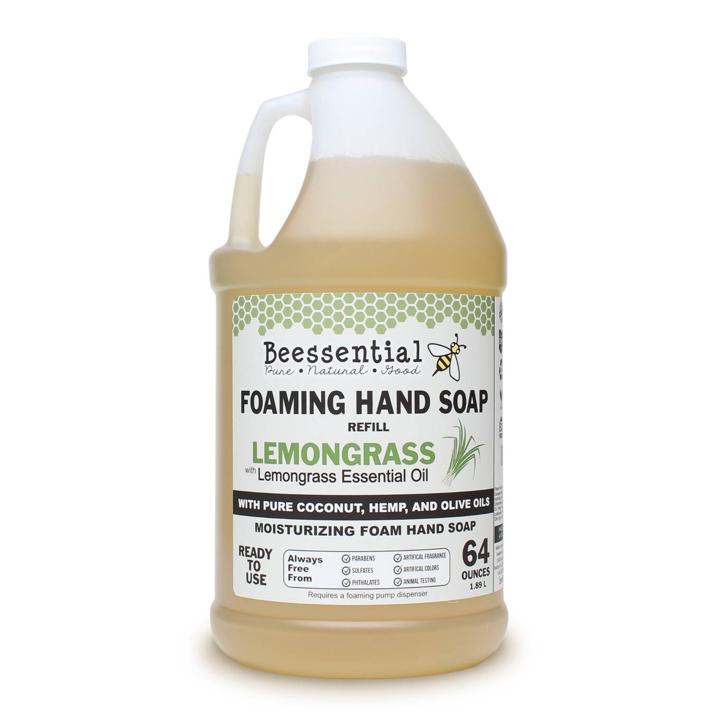 Beessential Foaming Hand Soap Refill Lemongrass 64 Fluid Ounce