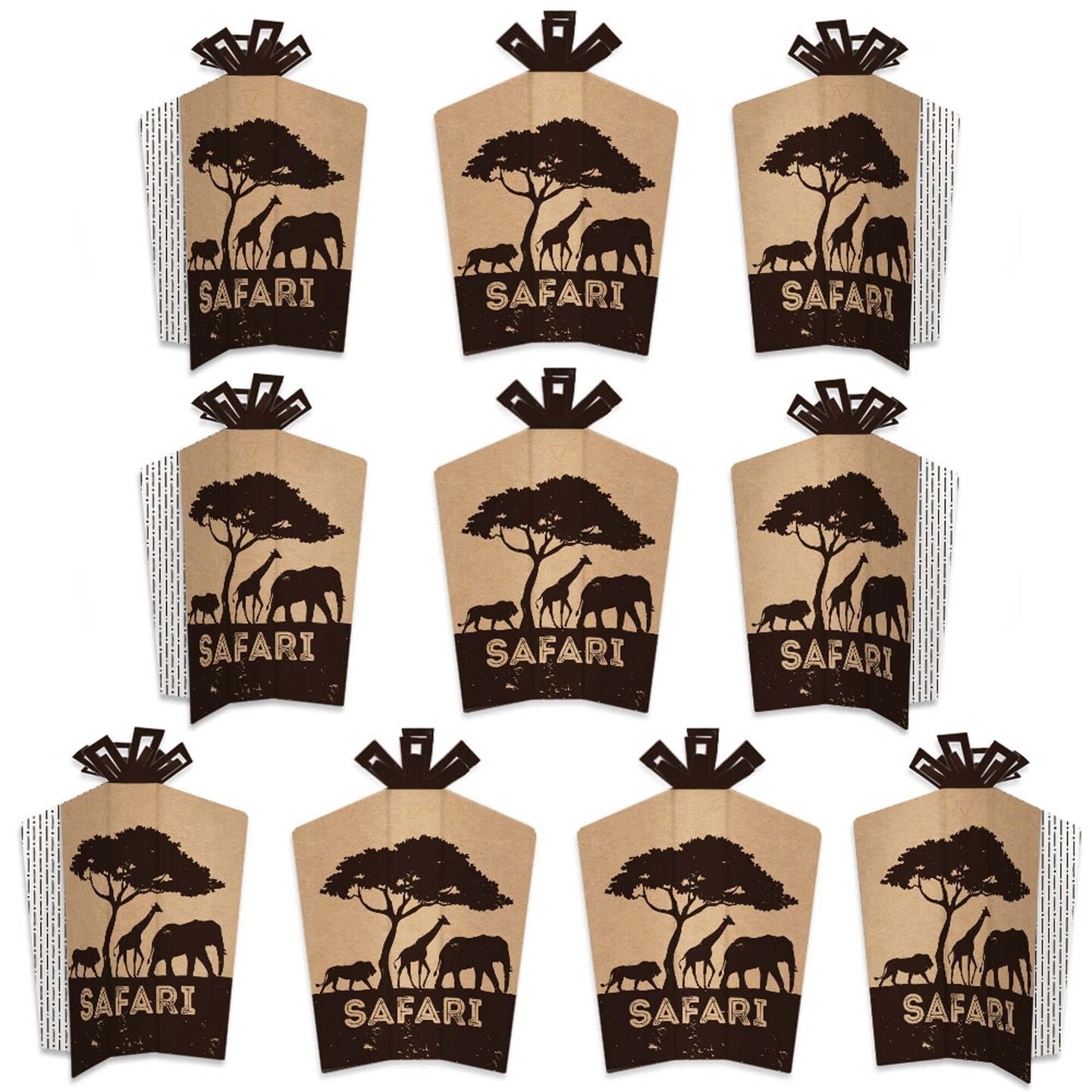 Big Dot of Happiness Wild Safari - Table Decorations - African Jungle Adventure Birthday Party or Baby Shower Fold and Flare Centerpieces - 10 Count