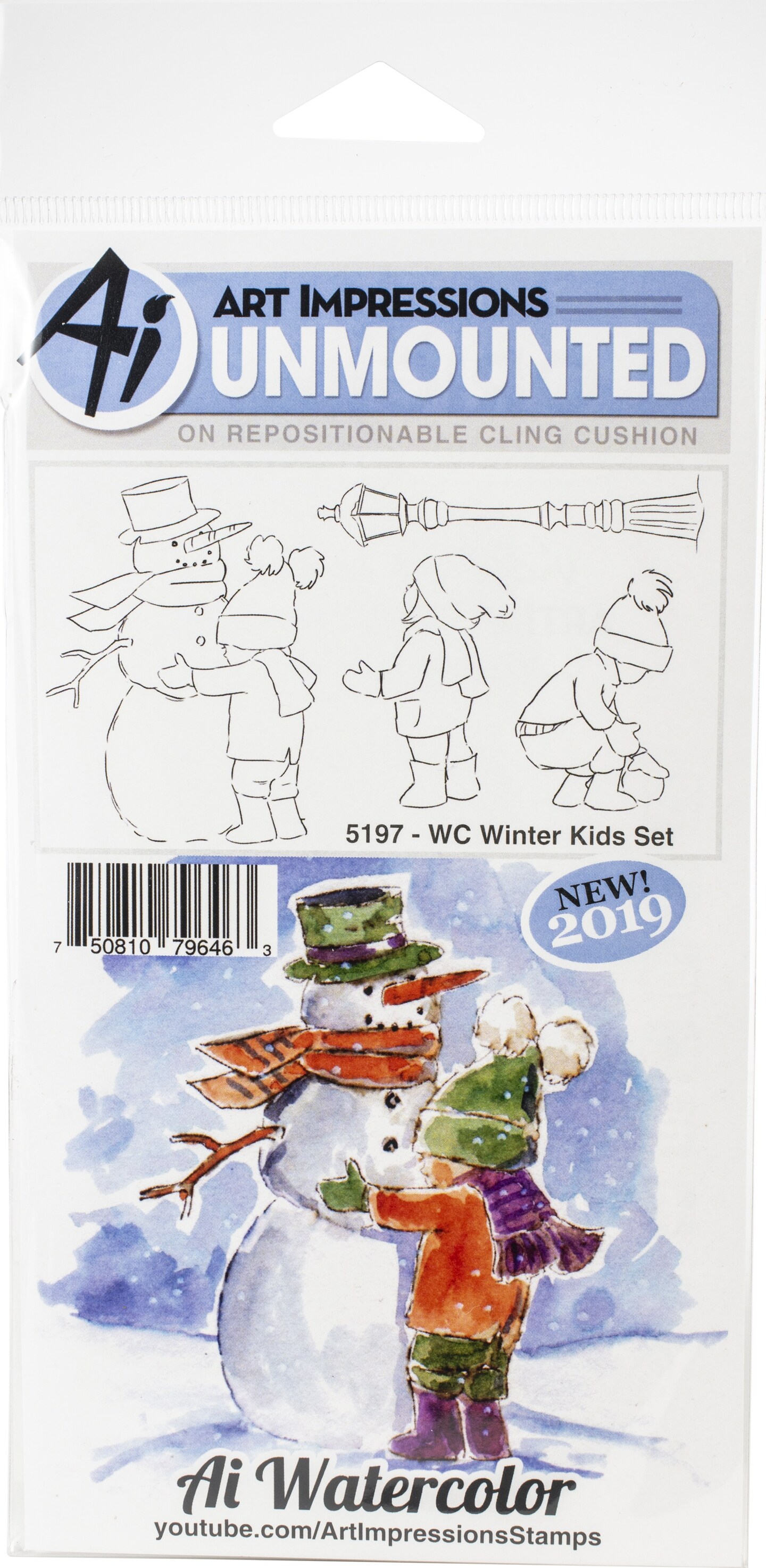 Art Impressions Watercolor Cling Rubber Stamps - WC Winter Kids