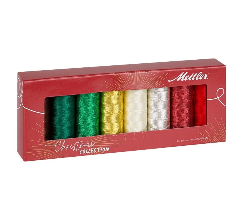 Mettler Poly Sheen And Metallic Thread Kit 8/Pkg-Christmas Collection