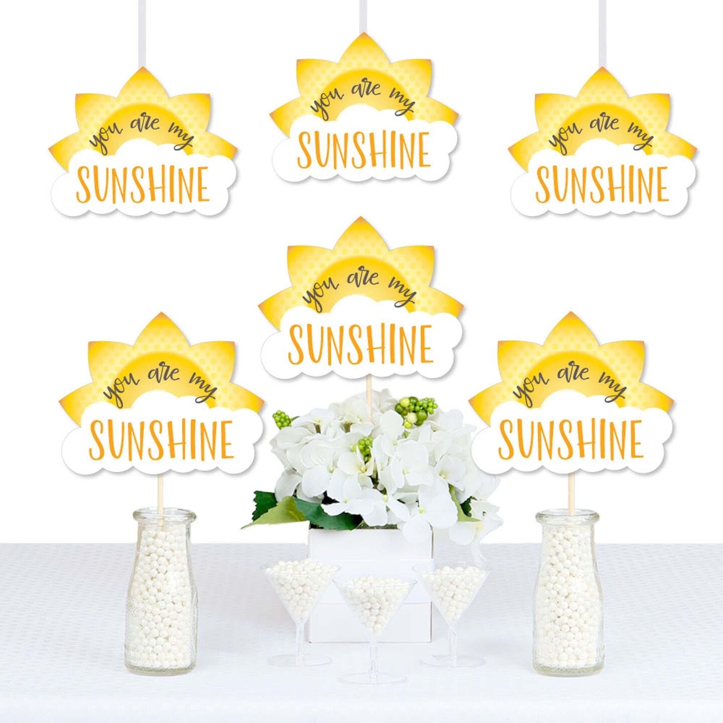 Big Dot of Happiness You are My Sunshine - Sun and Cloud Decorations DIY Baby Shower or Birthday Party Essentials - Set of 20