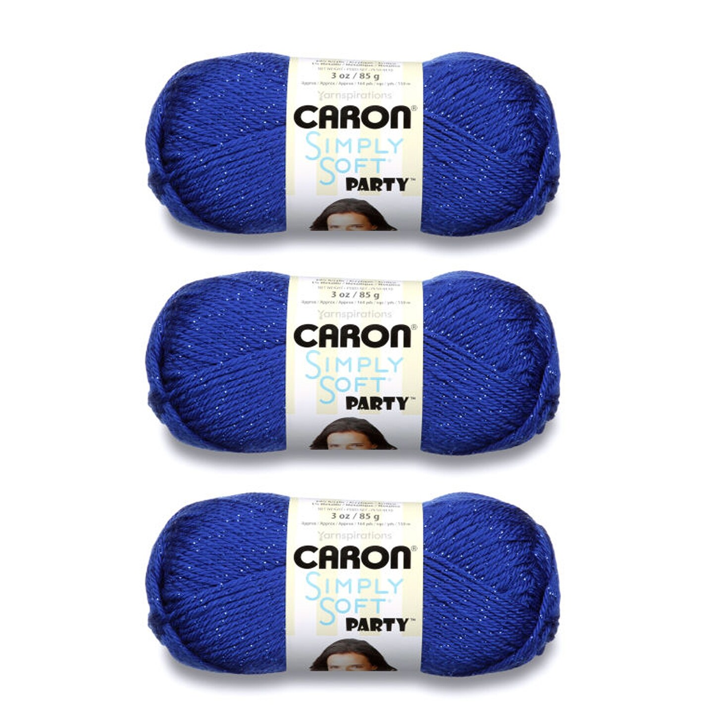 Caron Simply Soft Party Royal Sparkle Yarn - 3 Pack of 85g/3oz ...