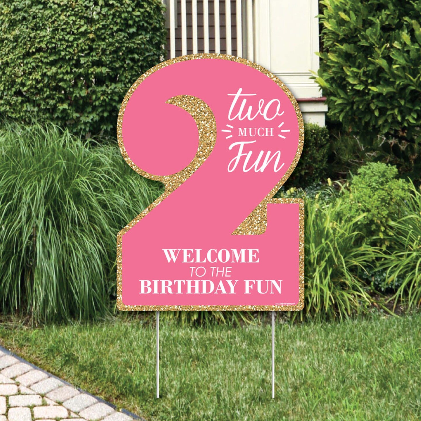 Big Dot of Happiness 2nd Birthday Girl - Two Much Fun - Party Decorations - Birthday Party Welcome Yard Sign