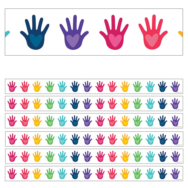 One World Hands With Hearts Straight Borders, 36 Feet Per Pack, 6 Packs ...