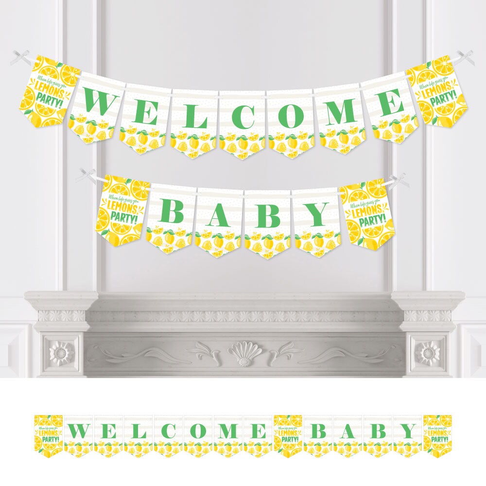 Big Dot of Happiness So Fresh - Lemon - Citrus Lemonade Baby Shower Bunting Banner - Party Decorations - Welcome Baby