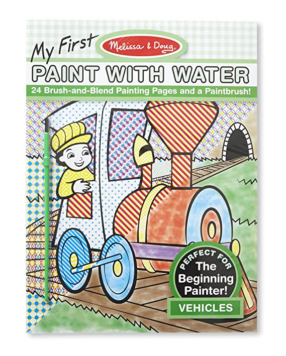 Melissa &#x26; Doug My First Paint with Water Vehicles All Inclusive Art Pad 14 Pages