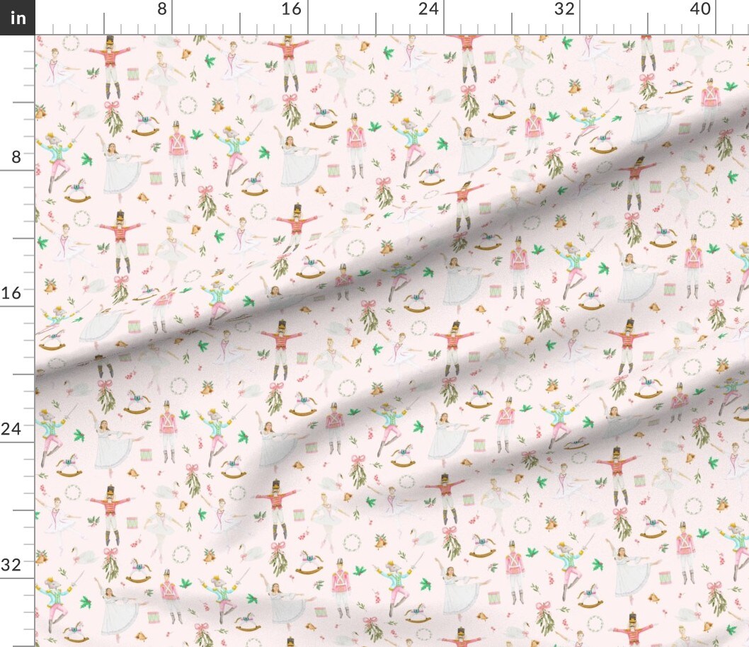 Various Fabrics by the Yard or Fat Quarter Nutcracker Ballet Pink Winter Holiday Christmas Watercolor Swan Fairy Custom Printed Fabric by Spoonflower